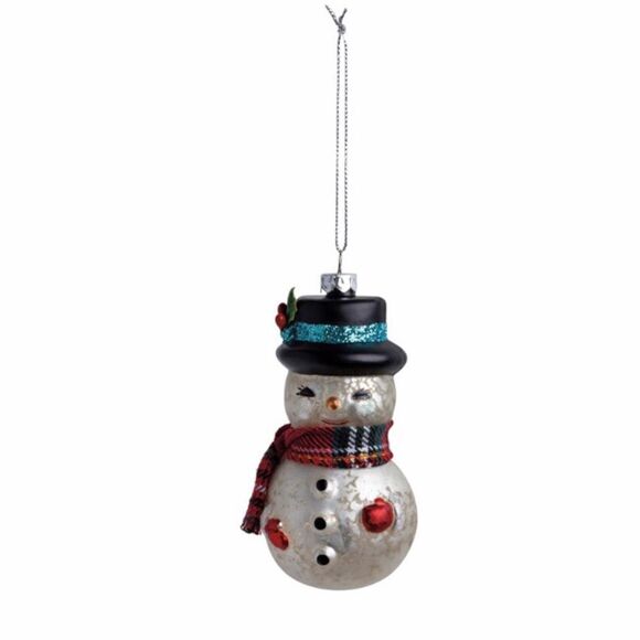 Snowman Glass Christmas Ornament Holiday Decor - Picture 2 of 3